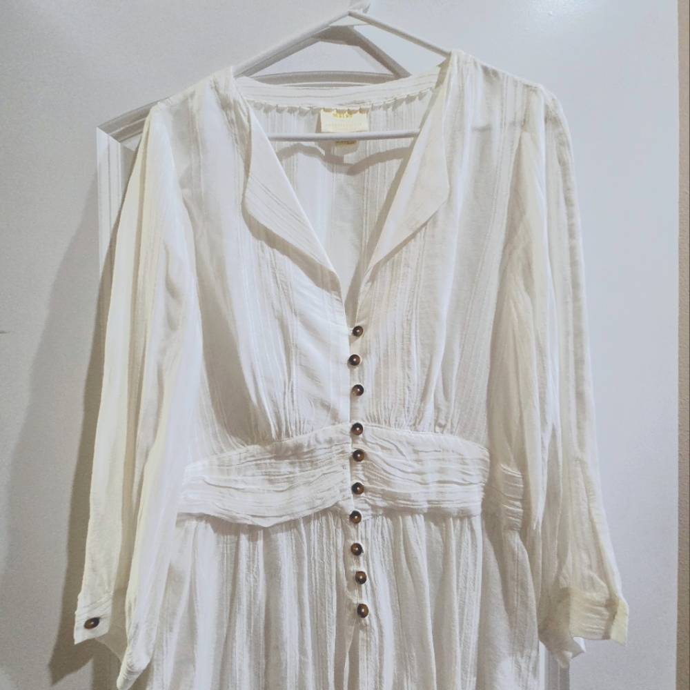 Anthropologie Cream Button-Down Women's Top